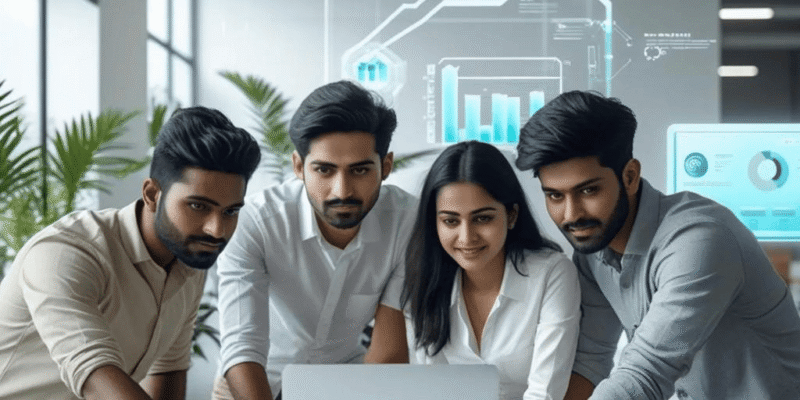 Professional team working on digital strategy and innovation